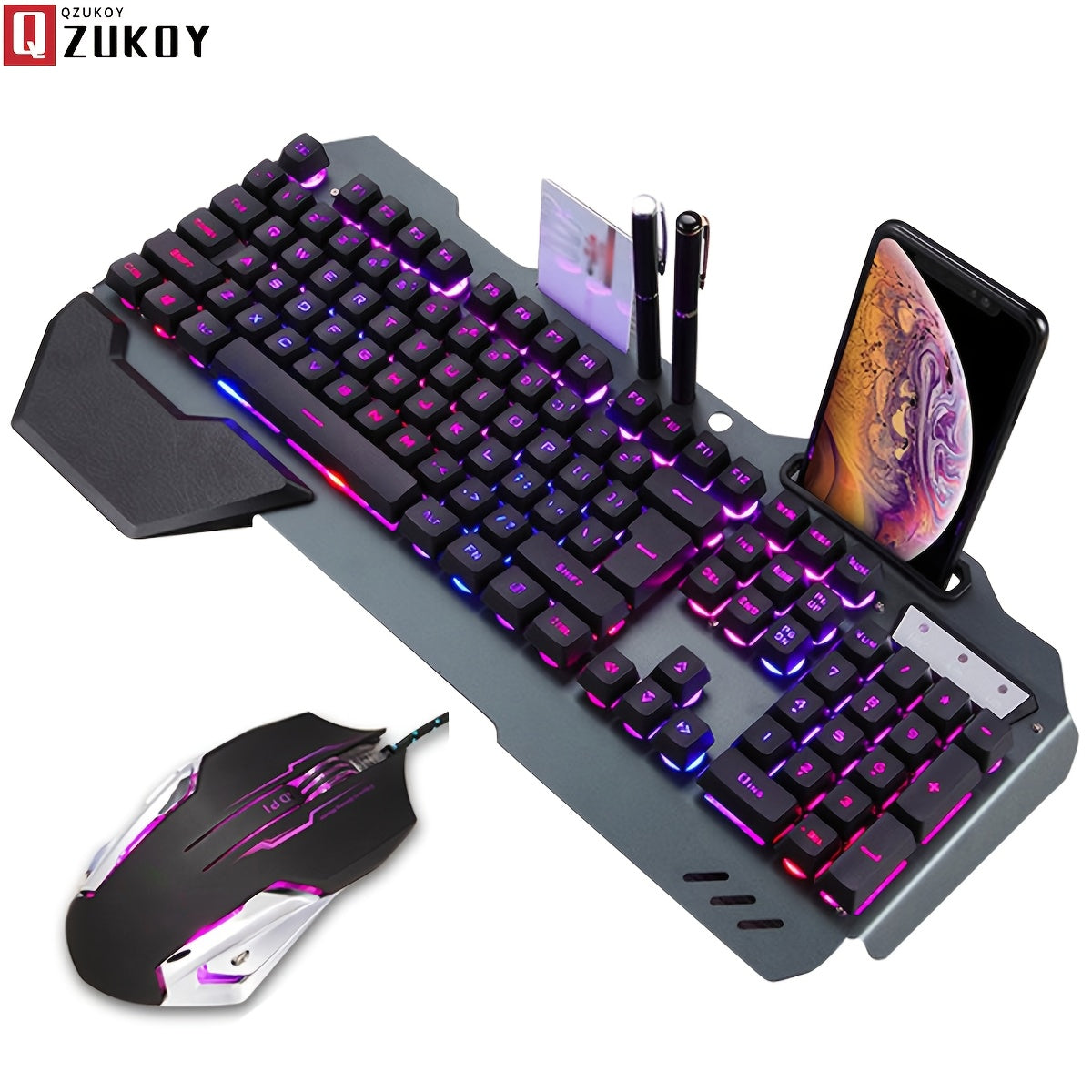 QZUKOY Mechanical Feel Gaming Keyboard, RGB Backlit Modes Wired Gaming