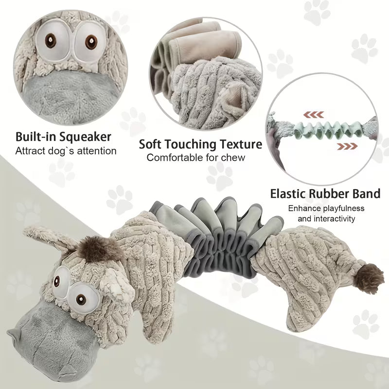 Durable And Elastic Stretch Donkey Plush Dog Toy, White