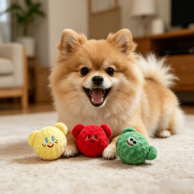 Squeaky Chew-Resistant TPR Spiky Ball Bear Dog Toy