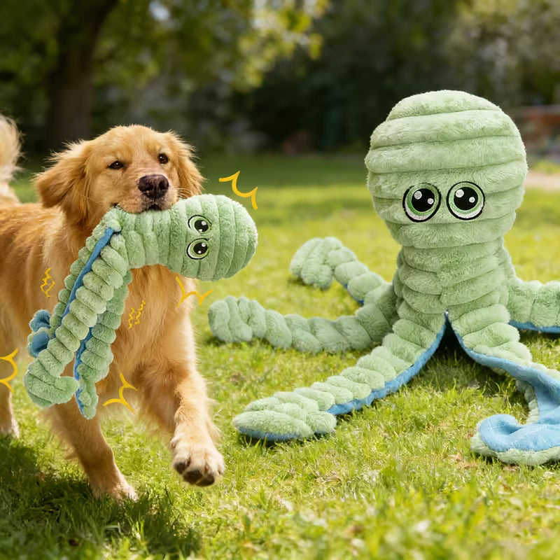 Squeaky Octopus Plush Chew Toy Set