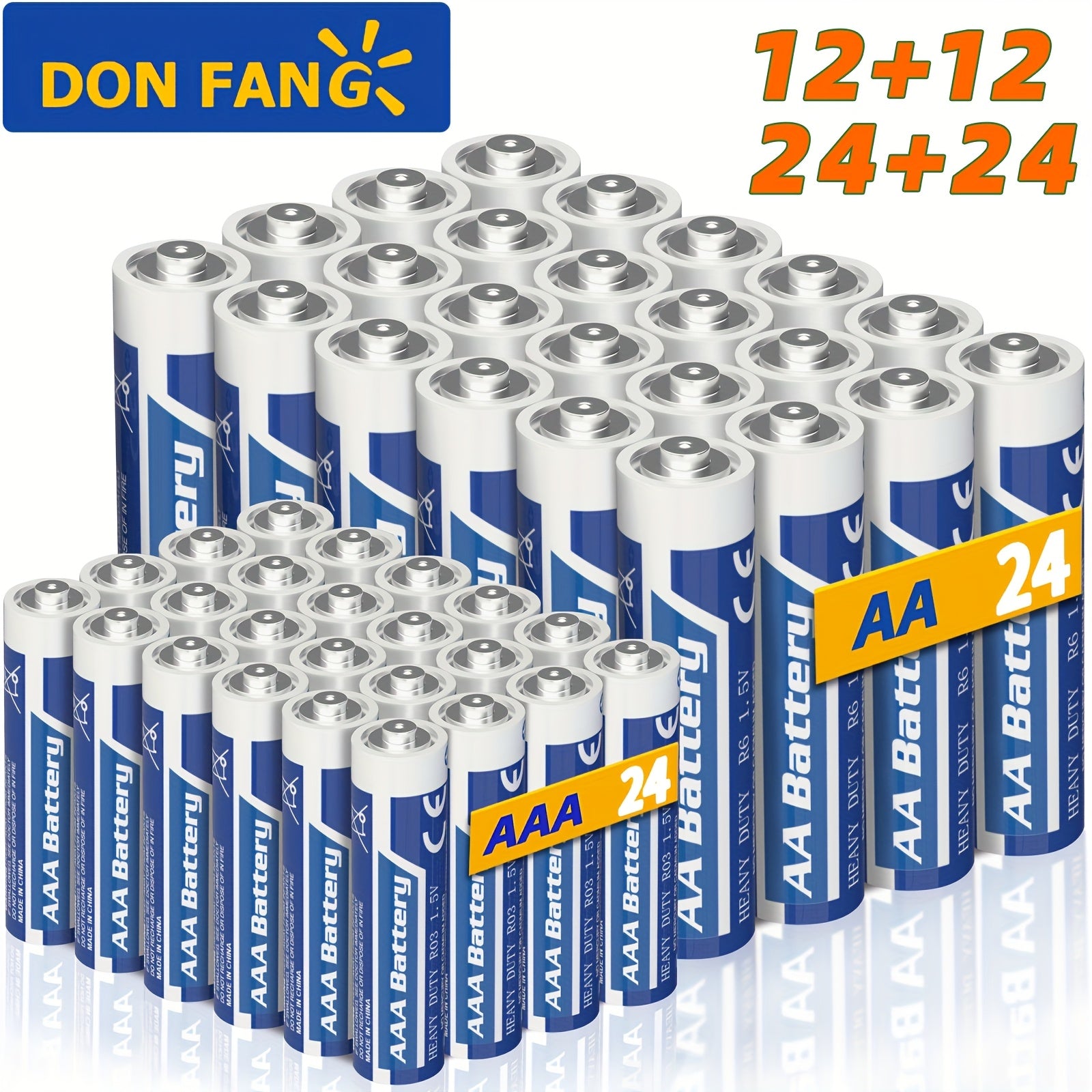 Donfang AAA+AA 12/36/48/24pcs Combination Battery, 1.5V Carbon Battery Set