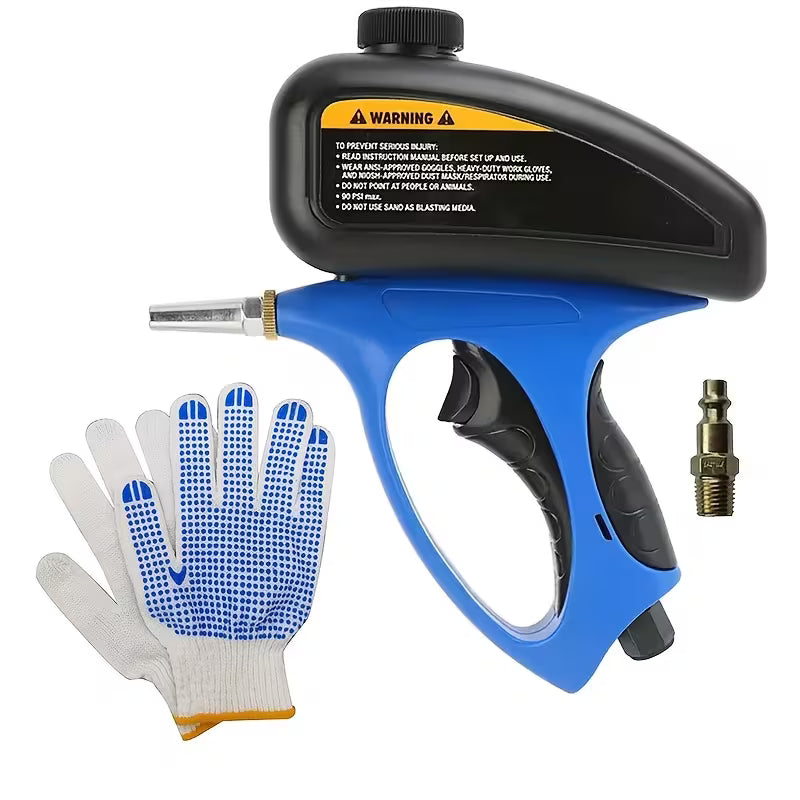 HOTU 1pc Sand Blaster Abrasive Small Nozzle Pneumatic Sandblasting Gun Set, Metal
