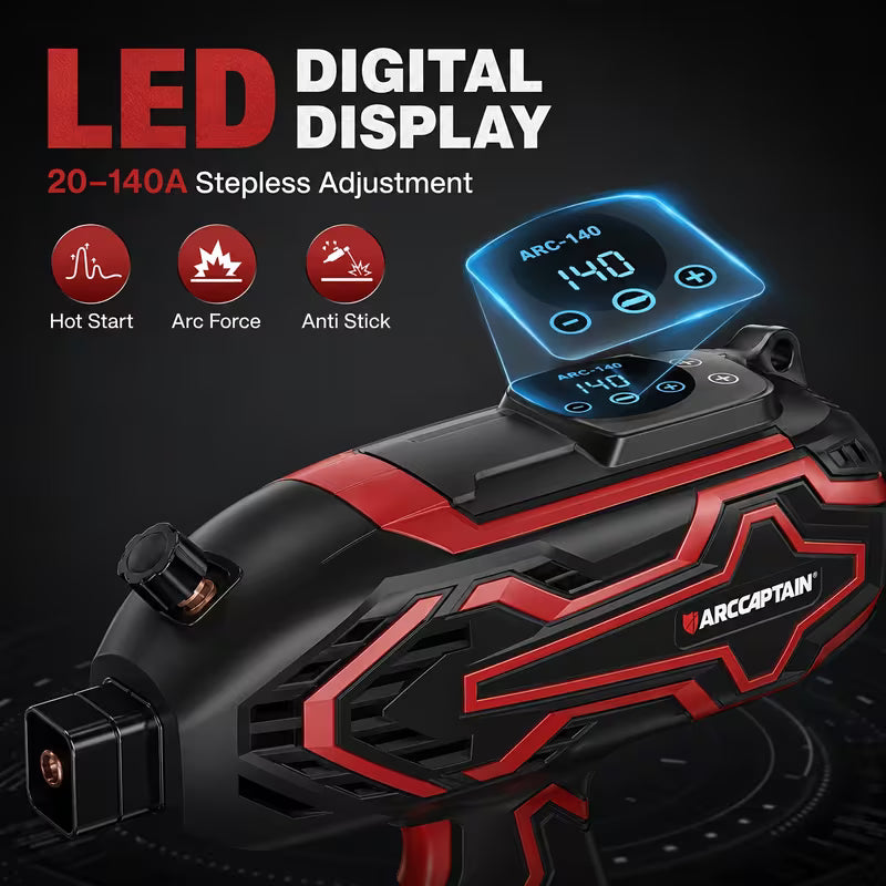 ARCCAPTAIN 140A Handheld Stick Welder, 110V Portable ARC Welding Machine with LED Display