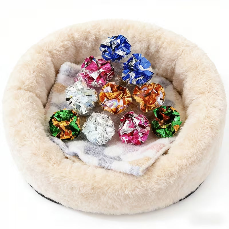 Colorful Cat Crinkle Balls- Lightweight and Durable Chase Set, Random Color