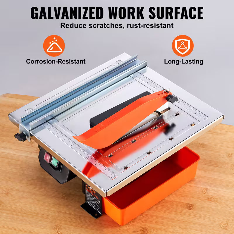 VEVOR Wet Tile Saw, 7-inch 65Mn Steel Blade, 3500 RPM Induction Motor