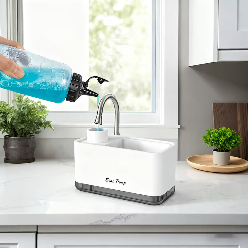 1pc of Multi-functional Hand Soap Dispenser with a Built-in Sponge Rack - Countertop