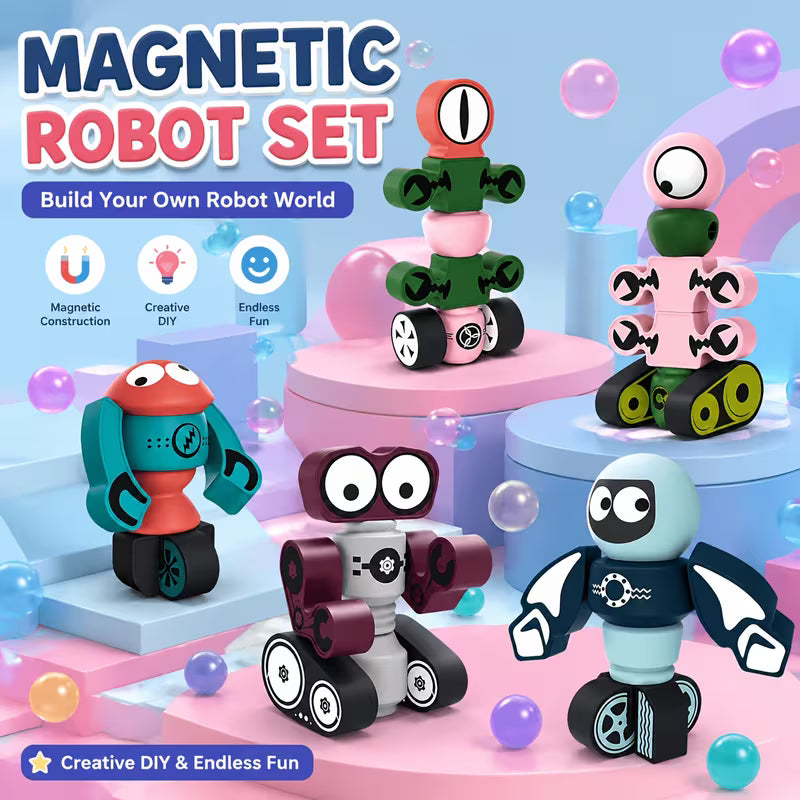 Charming Magnetic Creature/rocket/robot Toy Set