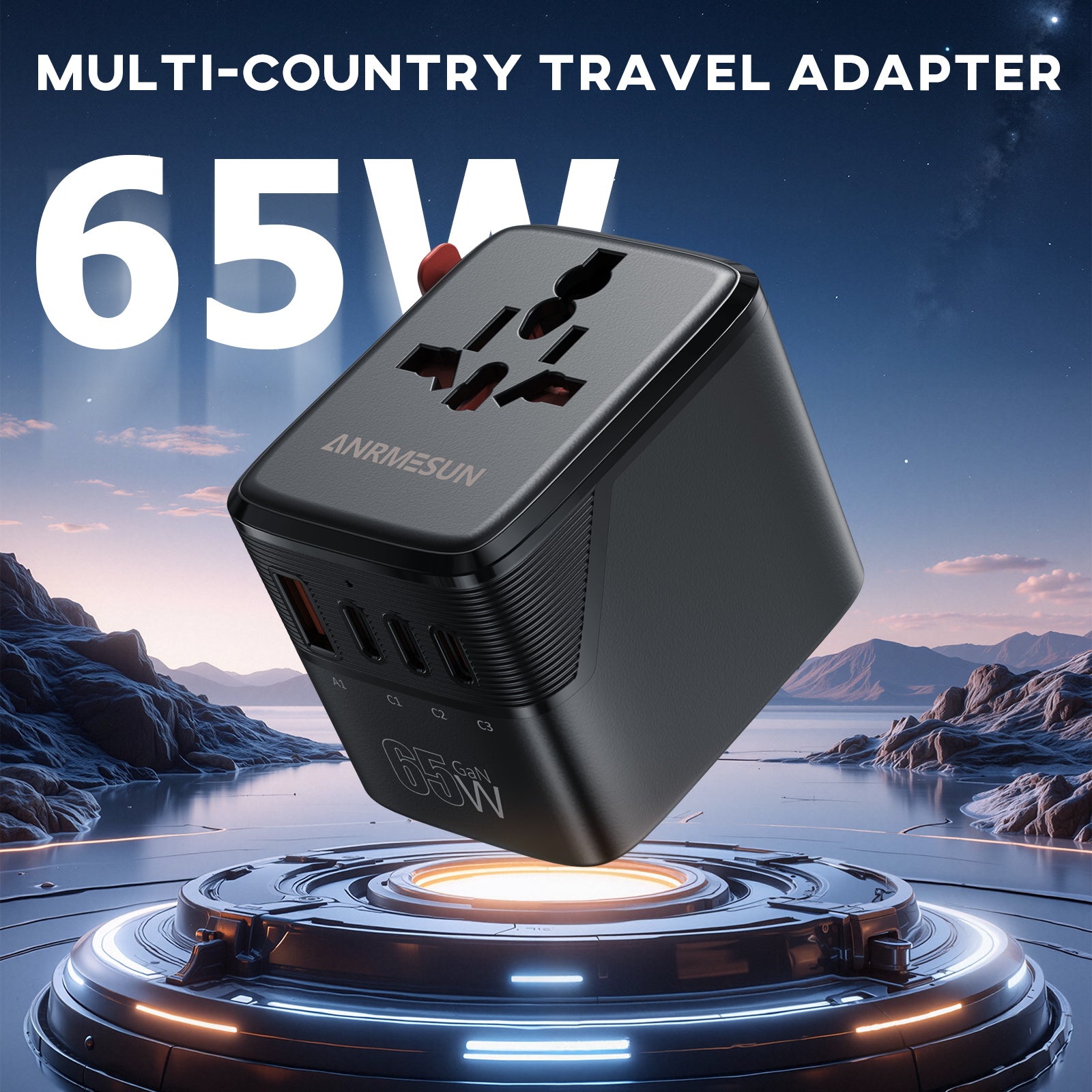 ANRMESUN 65W Universal Travel Adapter Durable and Portable