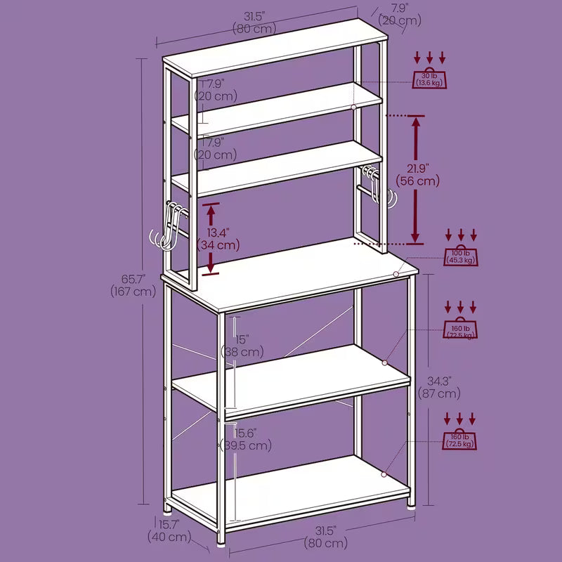 Multipurpose Baker'S Rack Display Table, 6-Tier Kitchen Coffee Bar Storage