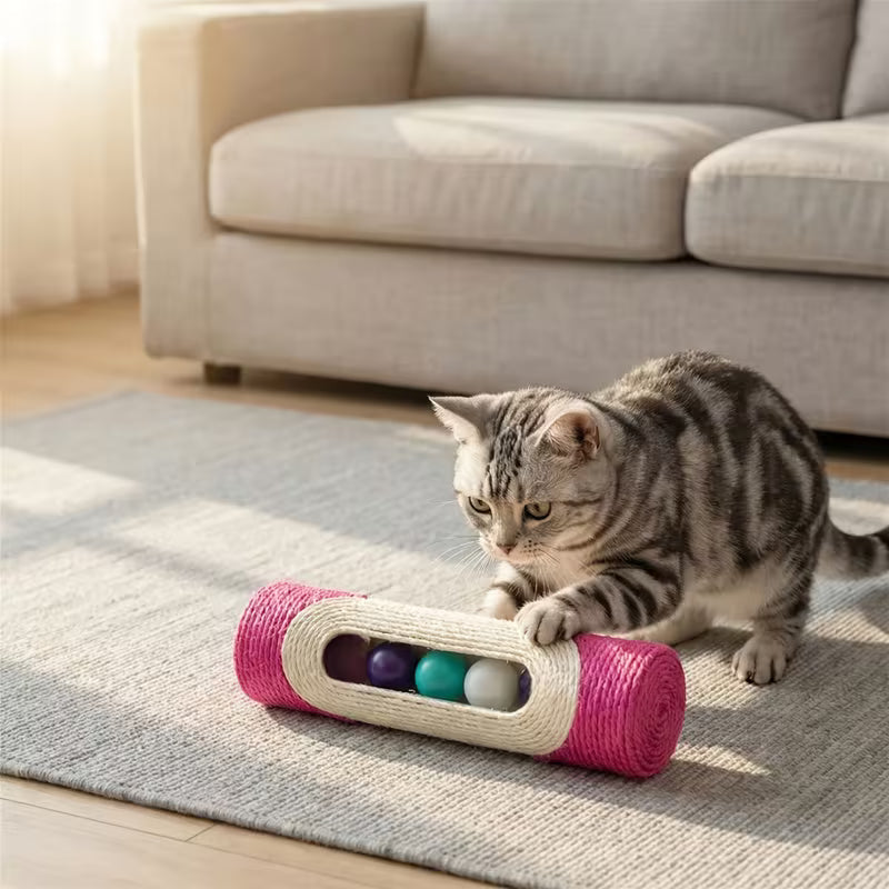 Sisal Rope Wrapped Cat Scratch Toy - Long, Random Color