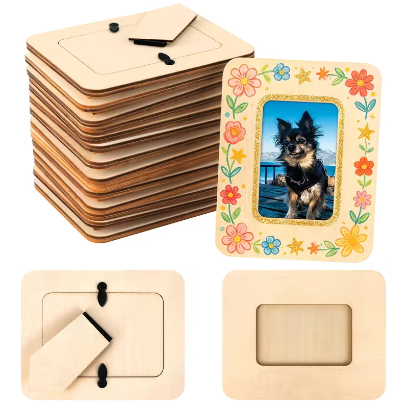15-Count Mini Wooden Photo Frames, 2 X 3 Inch Photos, Mini Standing Frames