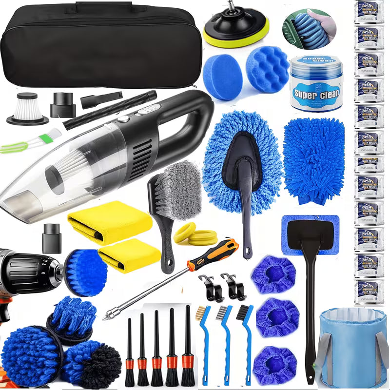 46pcs Car Cleaning And Washing Kit, Internal Detail Cleaning Kit, Equipped with High-power