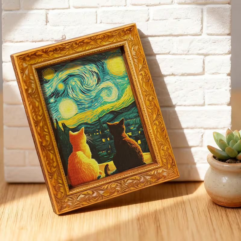 Van Gogh Starry Night Fridge Magnets - 1pc Set, Wood