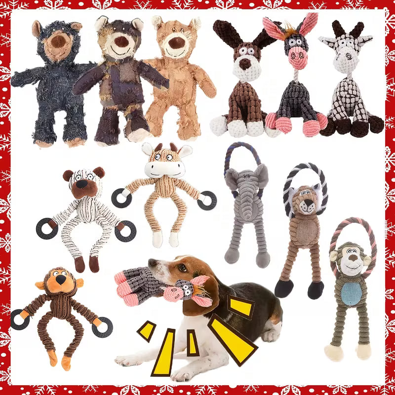 Squeaky & Durable Dog Toy Set - Multi-Animal Shaped Puppy