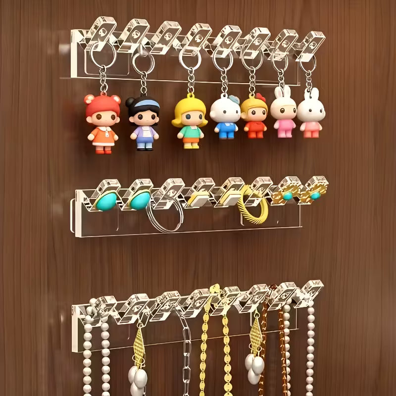 6pcs Set, Single Unit 8-Hook Transparent Acrylic Wall-Mounted, Acrylic