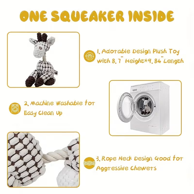 Dailyppuppy 3pcs/1pc Dog Soft Squeaky Plush Toy - Cute Squeaky Set