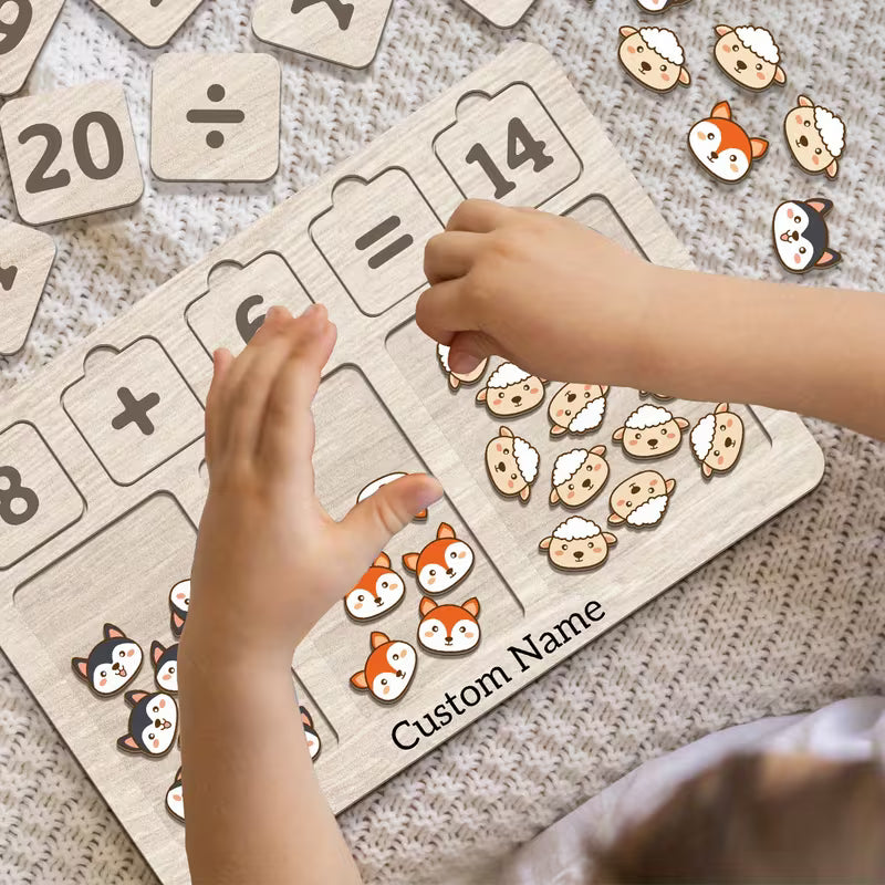 Personalized Wooden Math Board Set Designed for Learning Activities