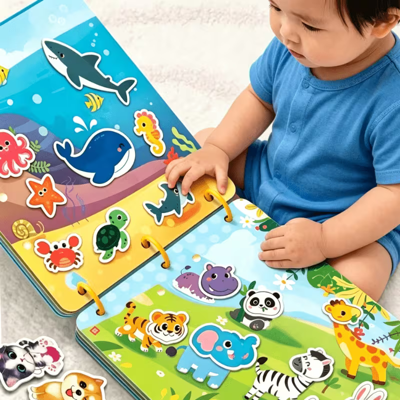 Set of Interactive and Busy Sticker Books for Children
