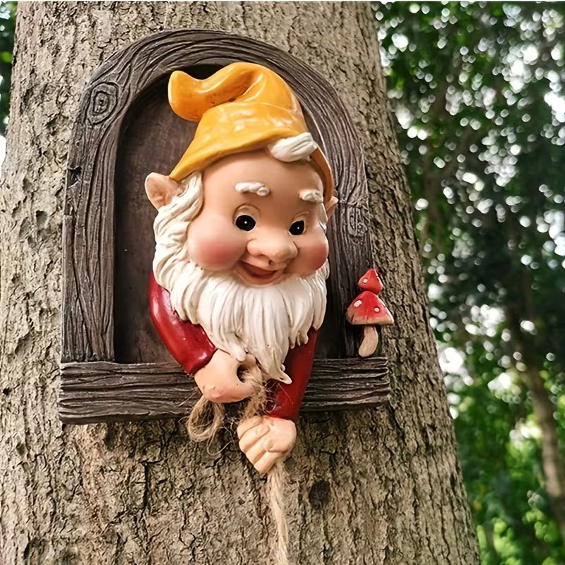 Whimsical Gnome Climbing Statues Set, Resin