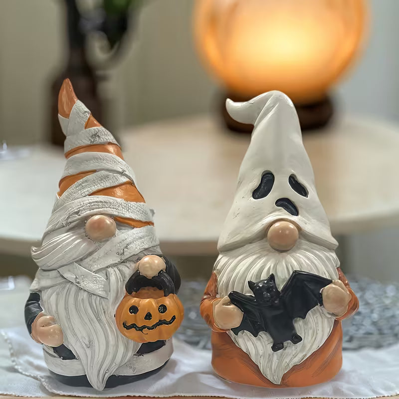 Collectible Figurines ，2pcs Charming Halloween Gnome Decorative Figurines, Resin Statues