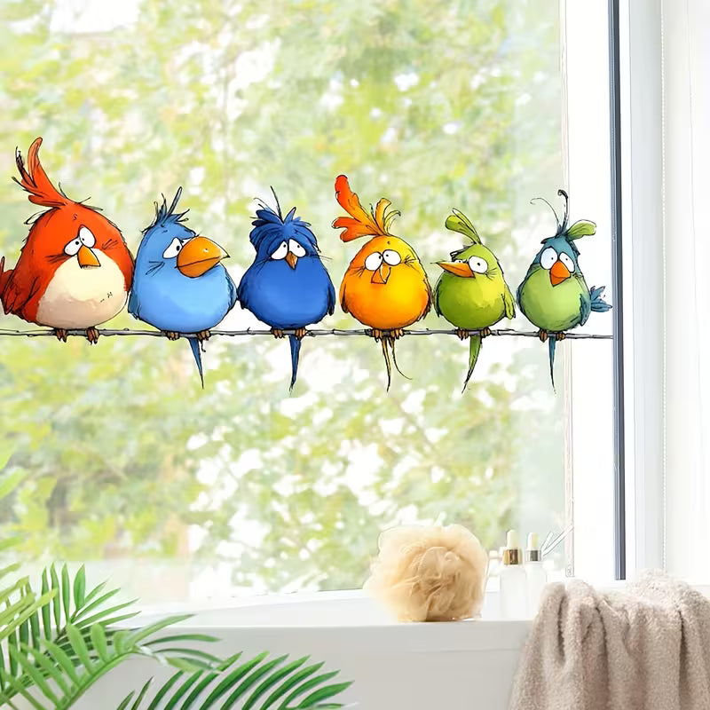 1pc Bird Decorative Window Sticker - Removable Static Cling Window Decal, Modern Home Decor