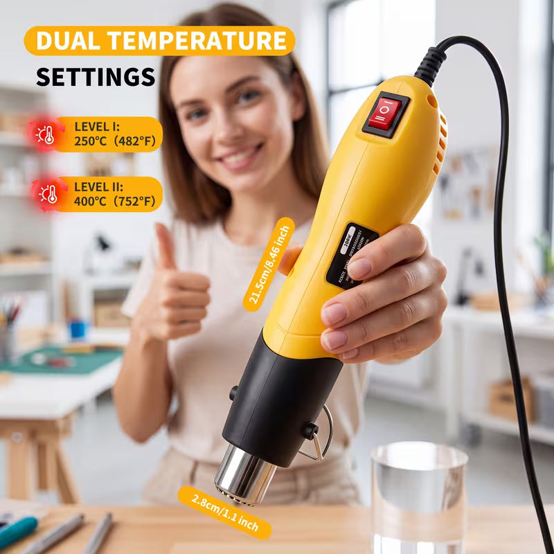 Mini Handheld Heat Gun 2-Speed Adjustable Temperature Hot, Resin