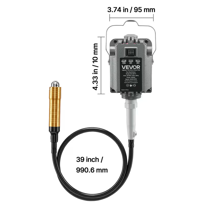 VEVOR Flex Shaft Grinder, 1000W 30000RPM Electric Flex Shaft Rotary Tool