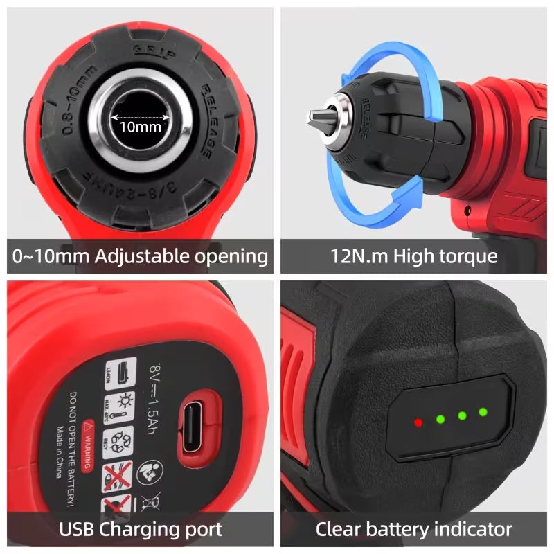 Hi-Spec 8V Electric Screwdriver Drill Bit Accessory Set
