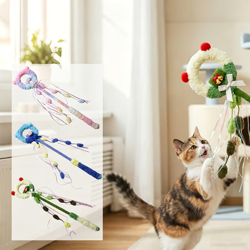 Macaron Style Cat Teaser Wand Set, Random Color