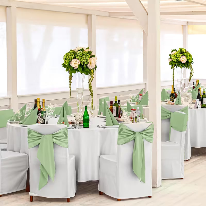 Satin Chair Sashes Bows, Chair Ribbon Ties Back Set