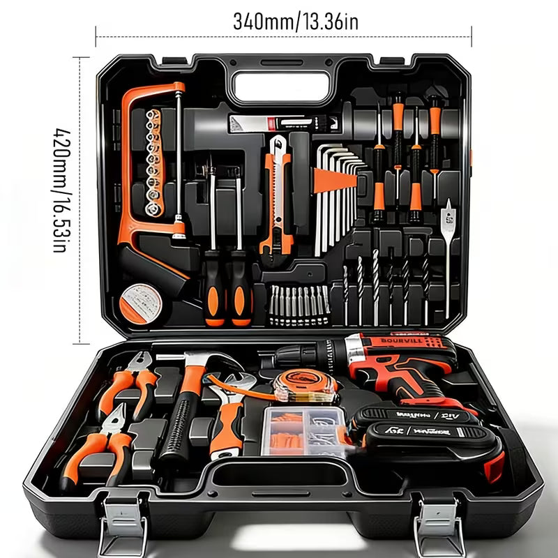 BOURVILL-28/100+28pcs Drill Tool Set - Essential Household Tool Set, Cordless Drill And Screwdriver