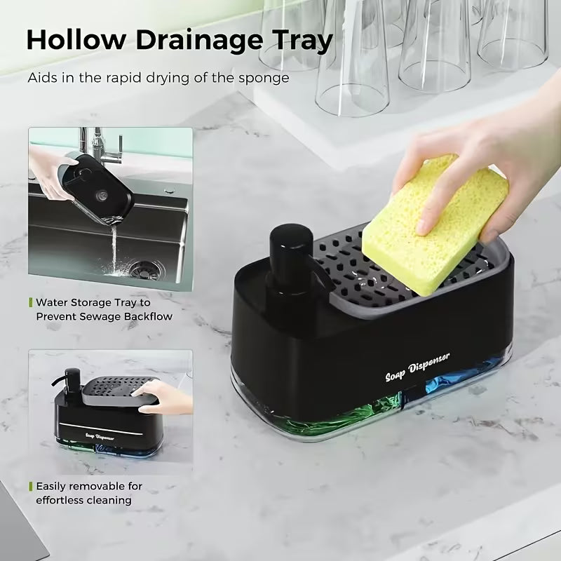 2-in-1 Soap Dispenser and Sponge Holder - Freestanding, Plastic