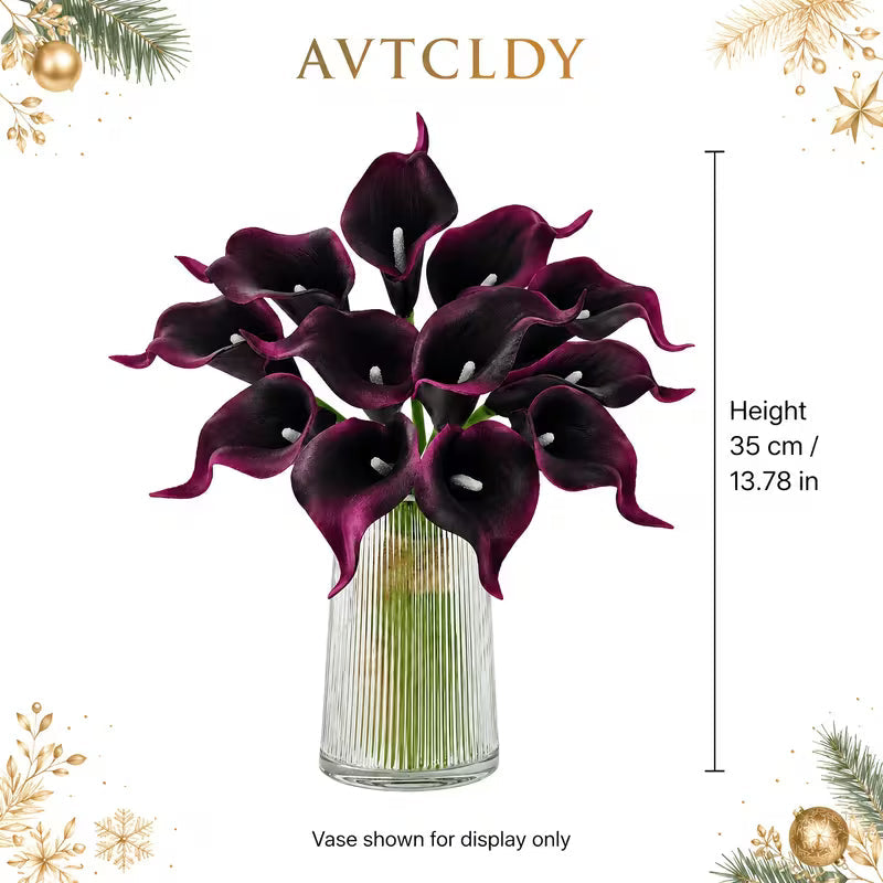18-Stem Burgundy Calla Lily Artificial Flower Bouquet