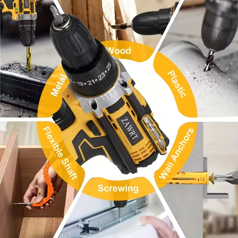21V Wireless Impact Wrench, Brushless Electric Impact Drill Set