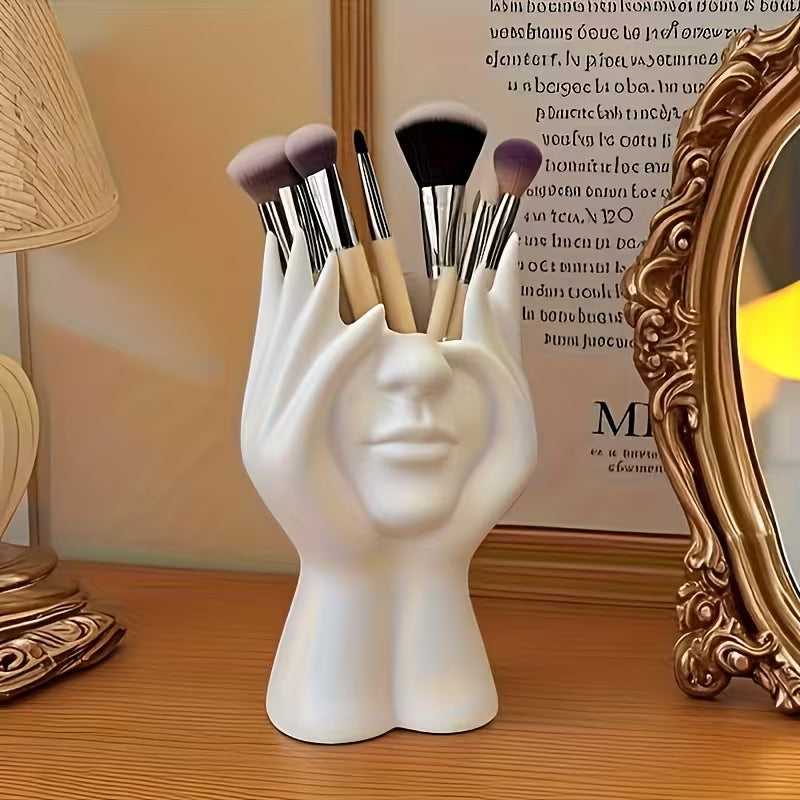 Unique Creative Human Body Art Shaped Makeup Brush Holder Pen Cup Decorative Storage