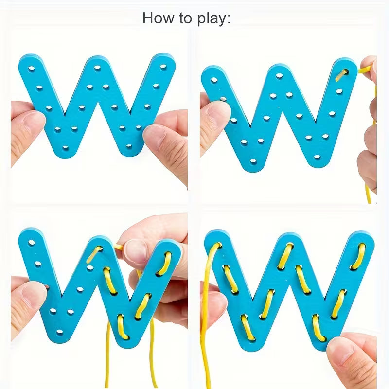 Number English Letter Recognition Kindergarten Handmade Threading Toy