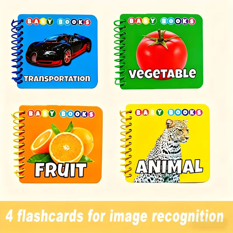 4-Pack Educational Flash Cards with Colorful Illustrations of Animals