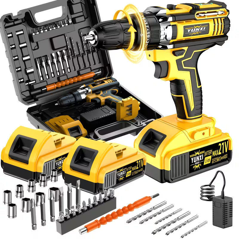 Cordless Rechargeable Drill Set, Equipped with 1 or 2 2.0AH Batteries