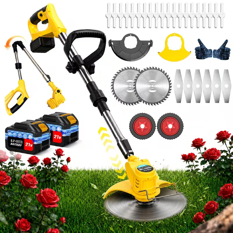 Manual Electric Lawn Mower Cordless Lithium-Ion Grass Trimmer 5200Mah for Lawn And Garden Landscape