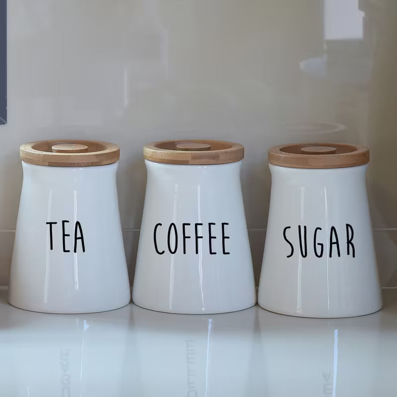 Minimalist Kitchen Canister Stickers Set - Preprinted Tea