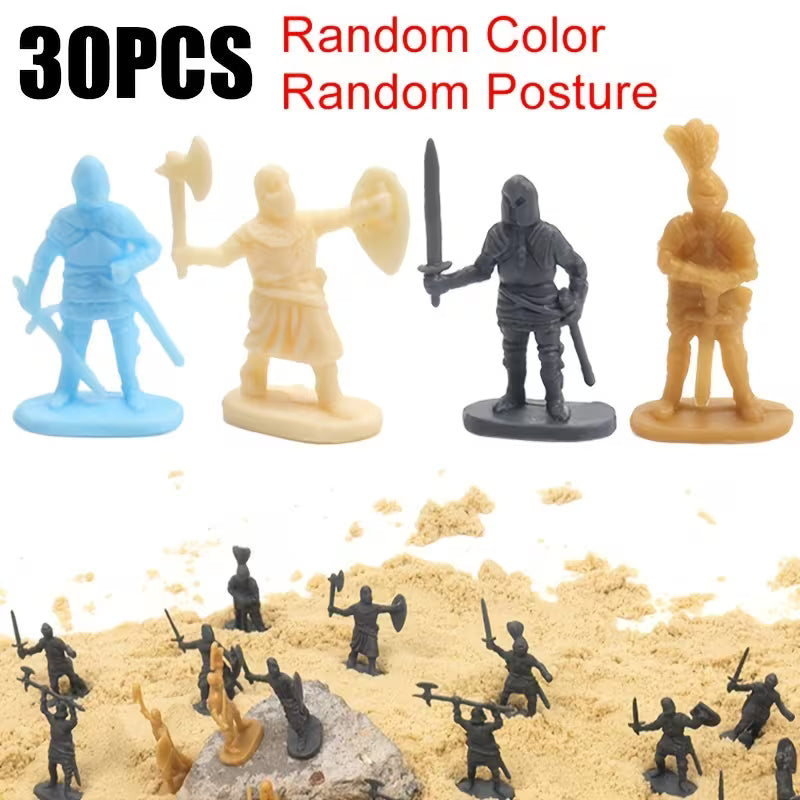 30-Piece/Pack Random Color Mini Medieval Soldier Miniatures Models
