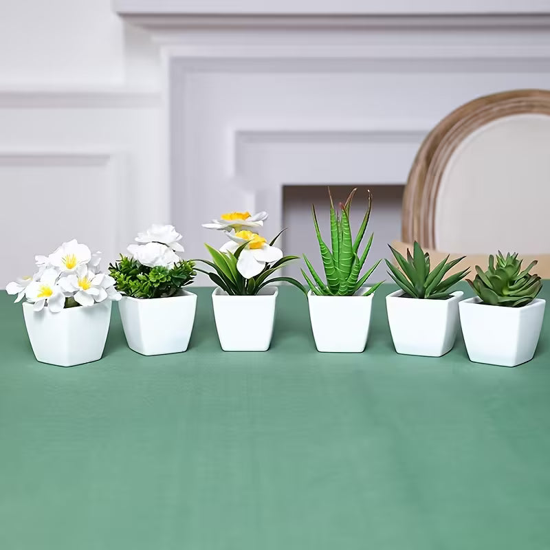 Set (6pcs) Realistic Artificial Succulent Plant Set, Plastic