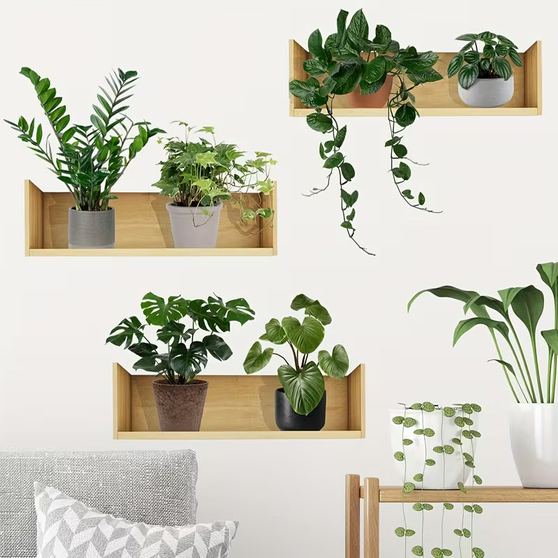 Potted Plant Shelf Wall Decals Set