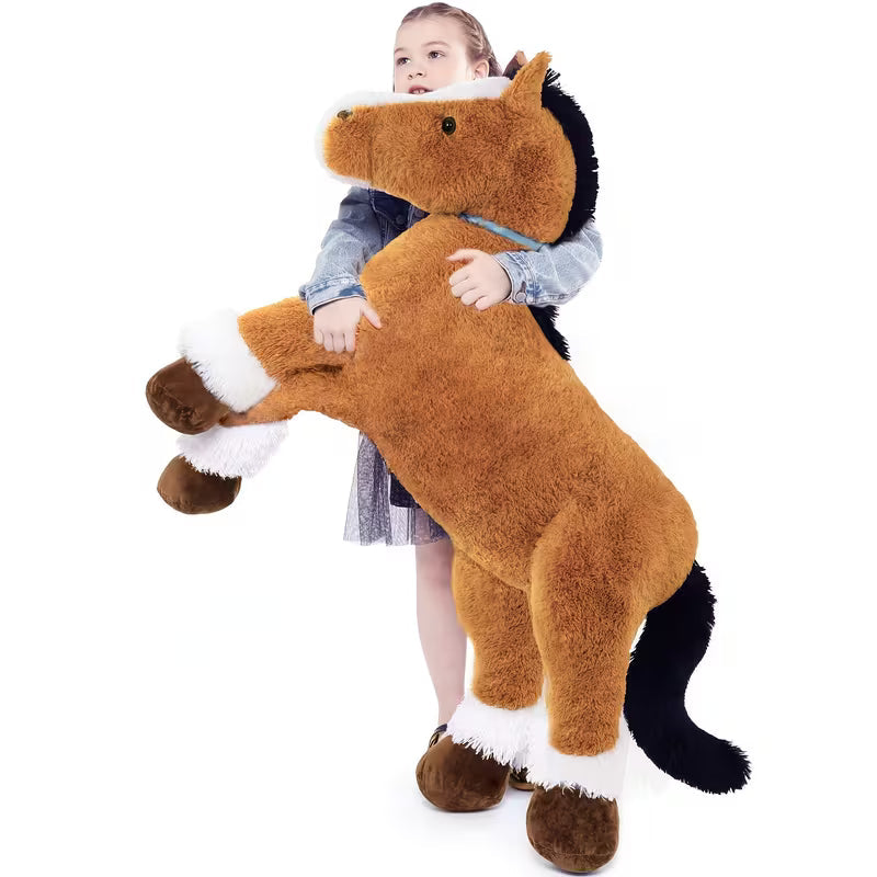 Morismos 4Ft Darkbrown Horse Stuffed Animals