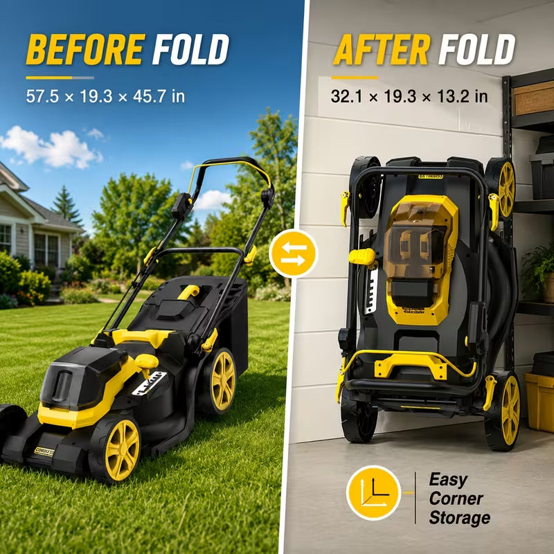 40V 19'' Cordless Lawn Mower, with 14.0gal Bagging System 6-Position Cutting Height