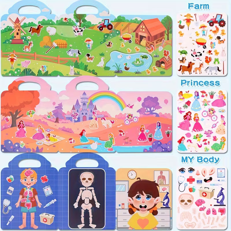 Portable Kids' Reusable DIY Sticker Books