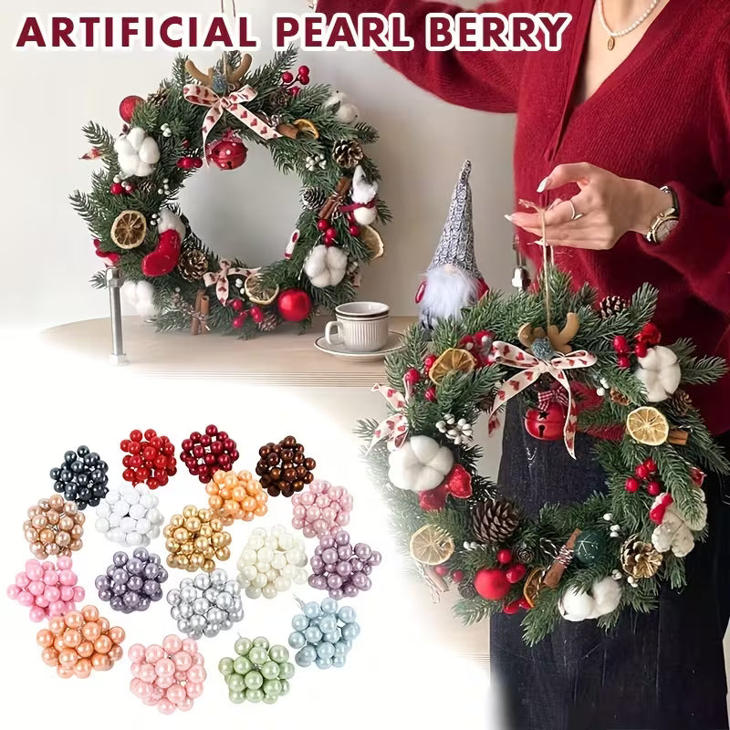 50pcs Chistmas Red Berry Stems, Artificial Round Berry Simulation Foam Fruit Cherry