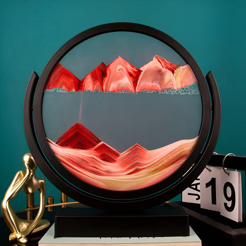 3D Flowing Sand Painting Living Room Hourglass Glass Ornament Graduation Gift, Landscape